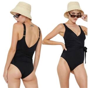 We Are HAH Wrap it Up One piece Swimsuit Black Nwt XS
